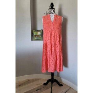 Sunny Studio Paris Cotton Lace Coral Summer Dress Sz M